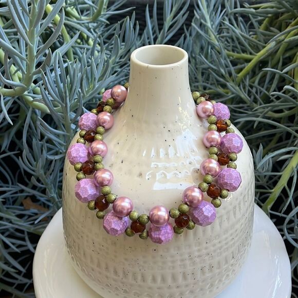 LENORA DAME mixed media faux pearl choker style necklace - Picture 1 of 3